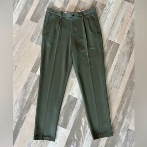Zara Olive Green Pleated Trouser Pants Women's 30